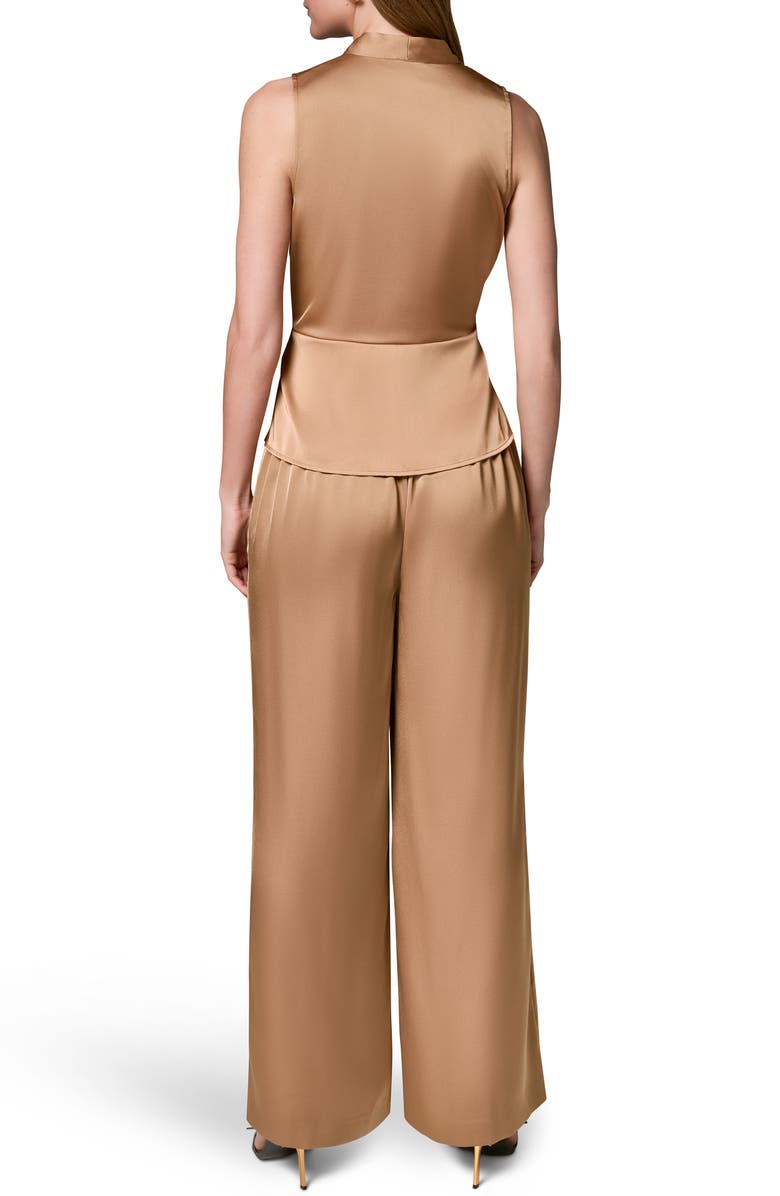 Donna Karan New York Sleeveless Faux Wrap Satin Top, Alternate, color, Fawn