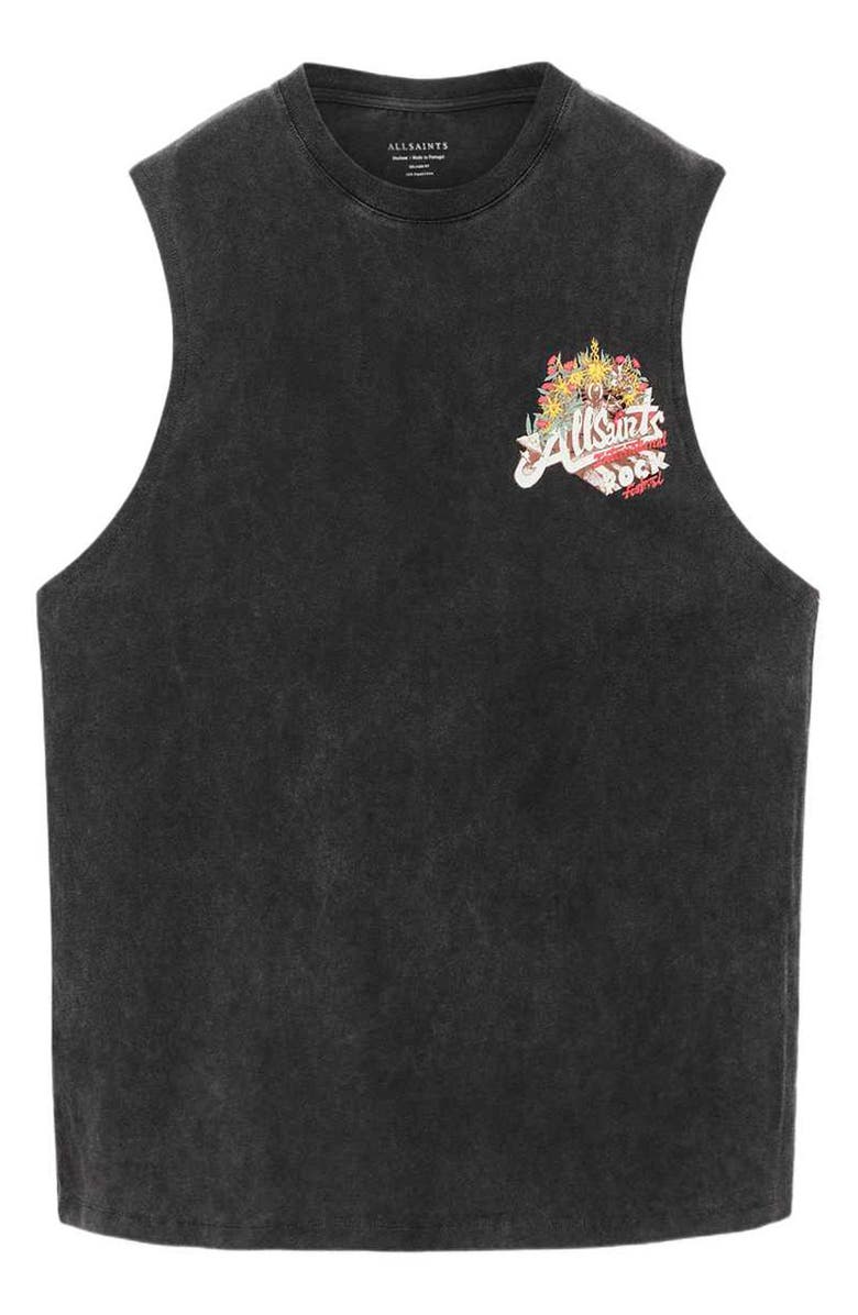 AllSaints Roque Sleeveless Graphic T-Shirt, Alternate, color, Washed Black