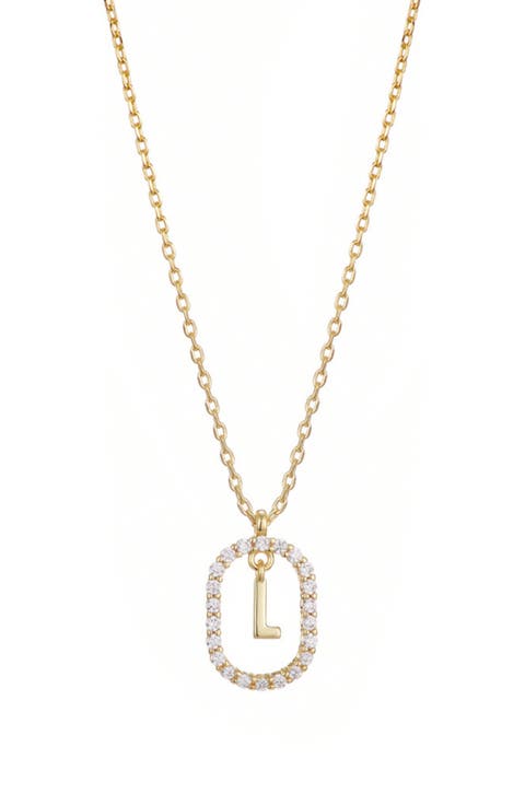 Floating Letter Initial Cubic Zirconia Pendant Necklace