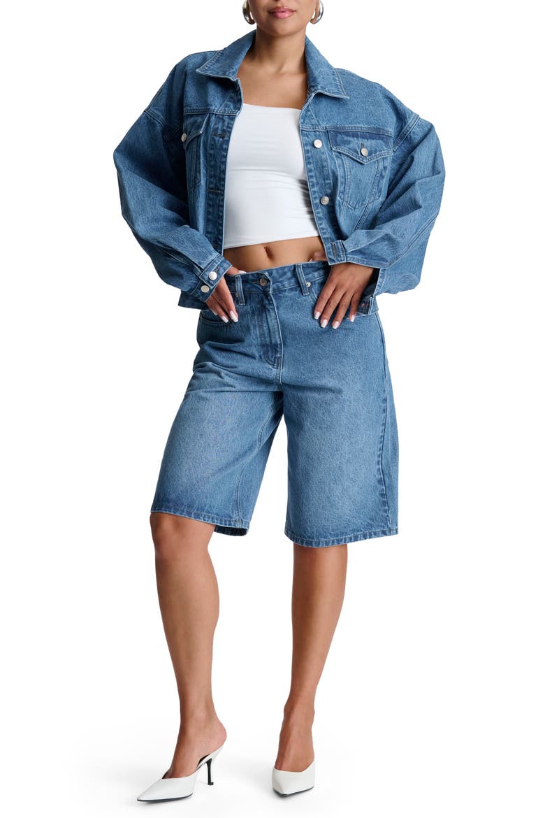 Oversize Denim Trucker Jacket, Alternate, color, MEDIUM WASH