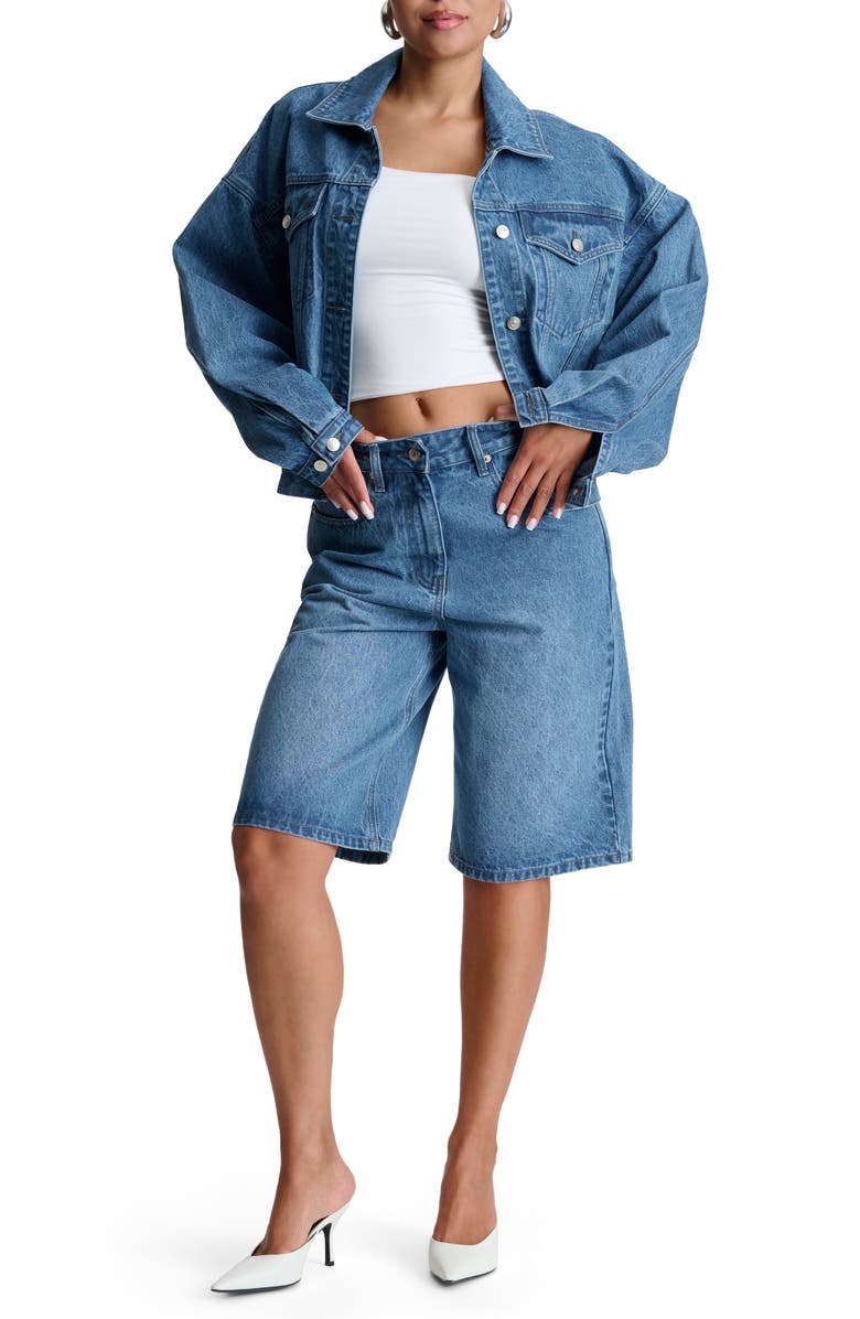 Naked Wardrobe Oversize Denim Trucker Jacket, Alternate, color, Medium Wash