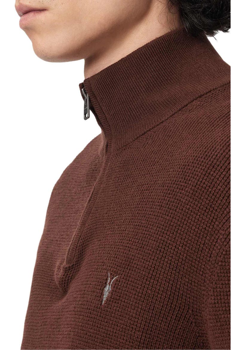 Wool Blend Quarter Zip Sweater, Alternate, color, HOT CHOC BROWN