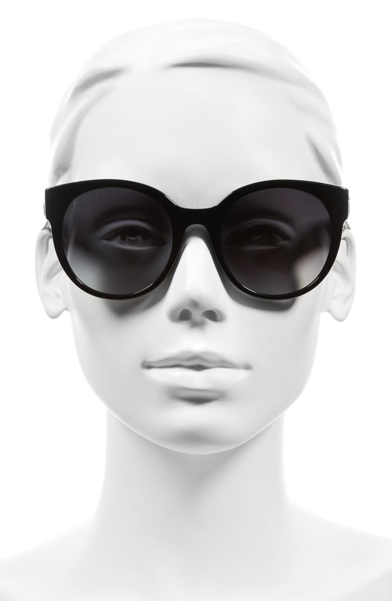 Gucci 54mm Cat Eye Sunglasses, Alternate, color, Black