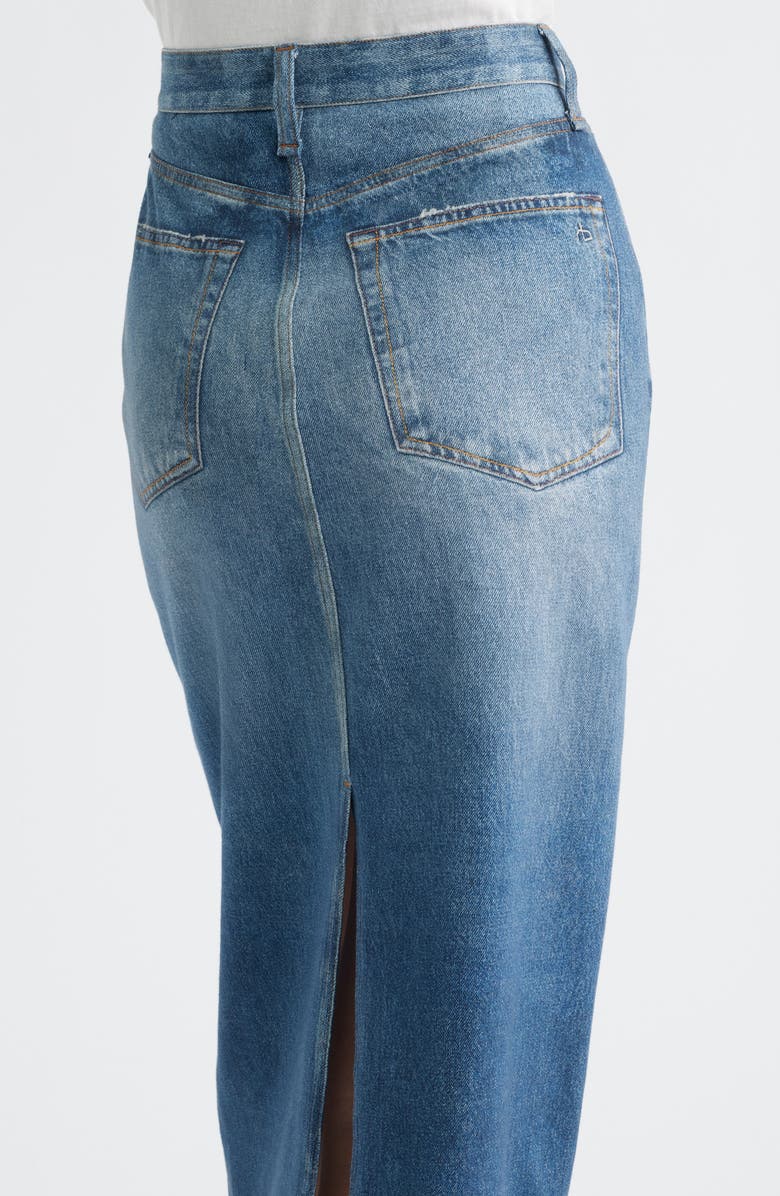 rag & bone Miramar Gillian Trompe l'Oeil Faux Denim Cotton Terry Midi Skirt, Alternate, color, 