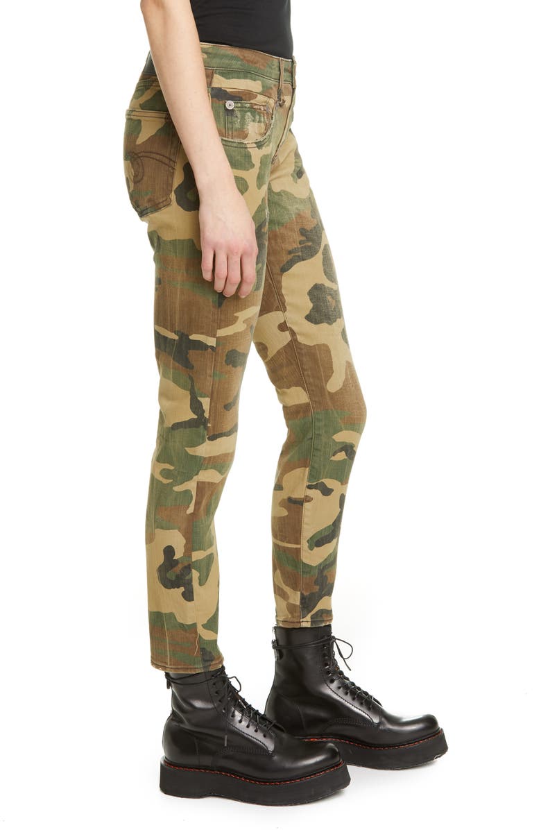 R13 Distressed Camo Print Boy Skinny Jeans, Alternate, color,