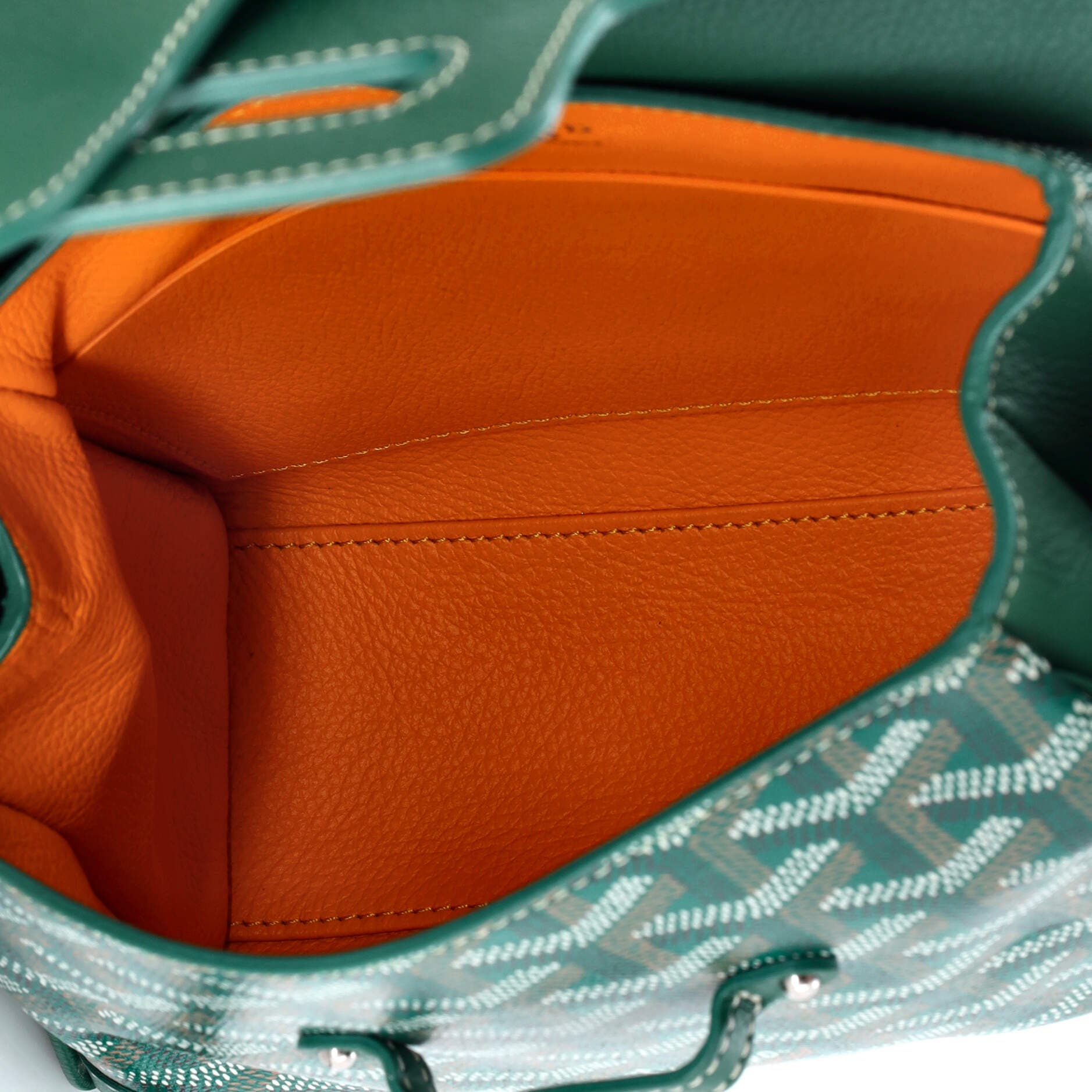 Pre-Owned Goyard Saigon Top Handle Bag Coated Canvas with Leather Mini, Alternate, color, Green