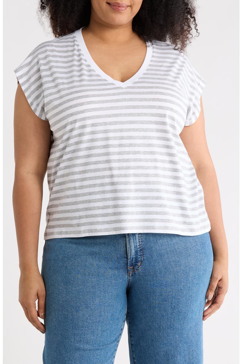 Pima Cotton T-Shirt, Main, color, GREY HEATHER-WHITE RUTH STRIPE