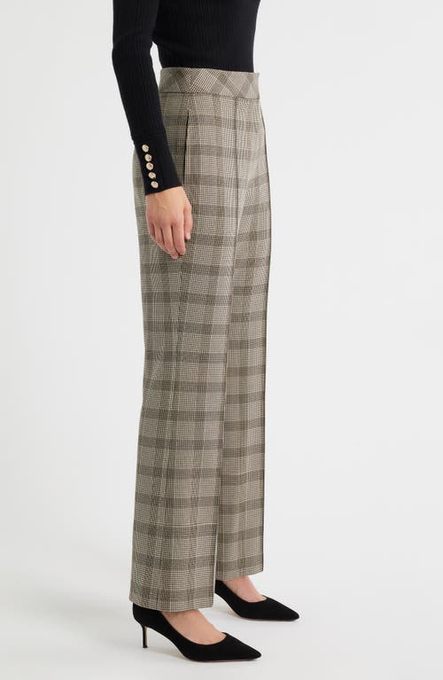 Elie Tahari The Elodie Check Print Wide Leg Pants In Gray
