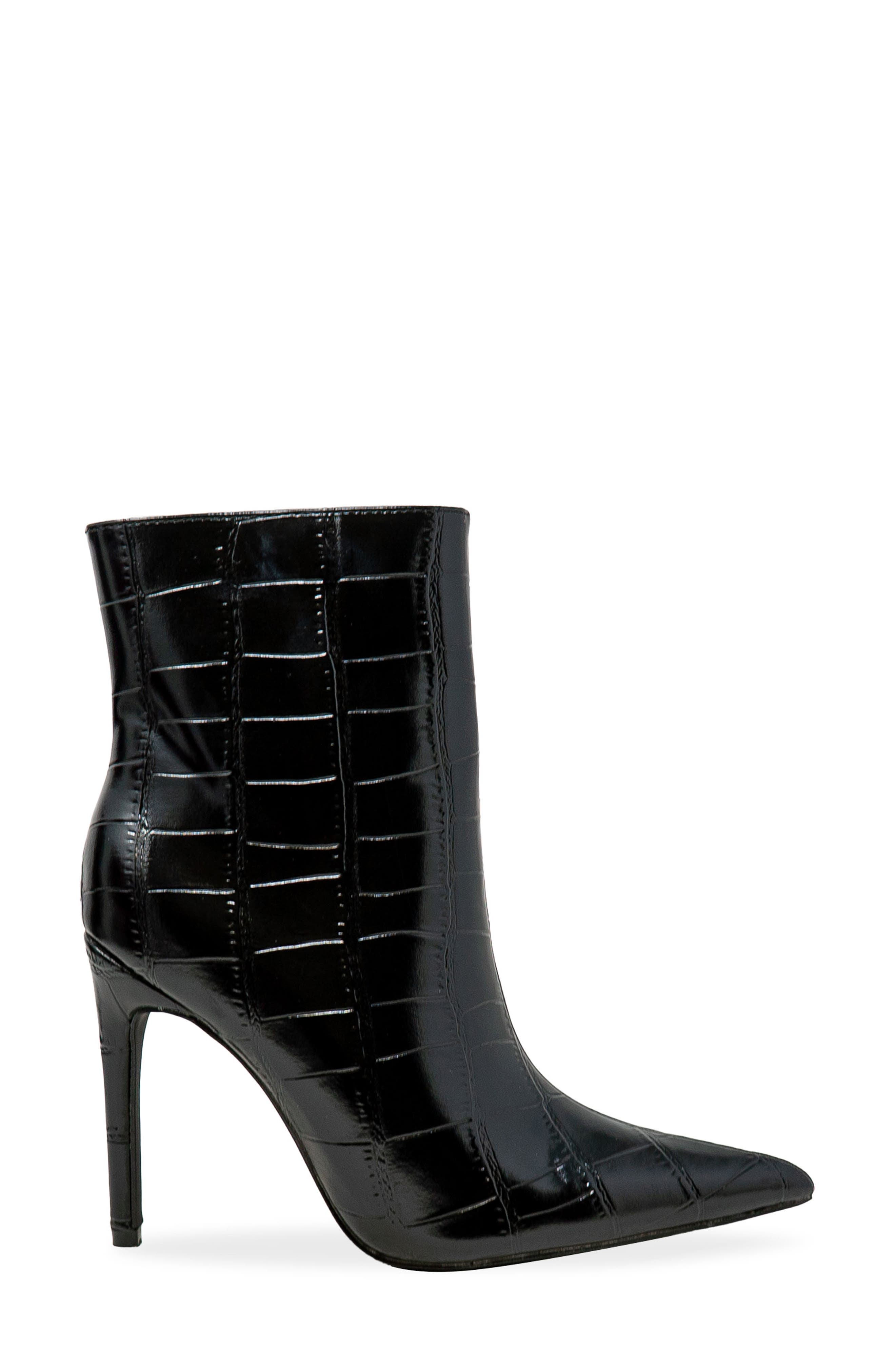 CHASE AND CHLOE Croc Embossed Bootie, Alternate, color, Black Croc
