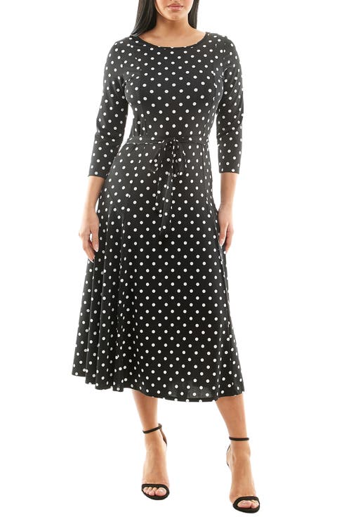 Crewneck Three-Quarter Sleeve Midi Dress