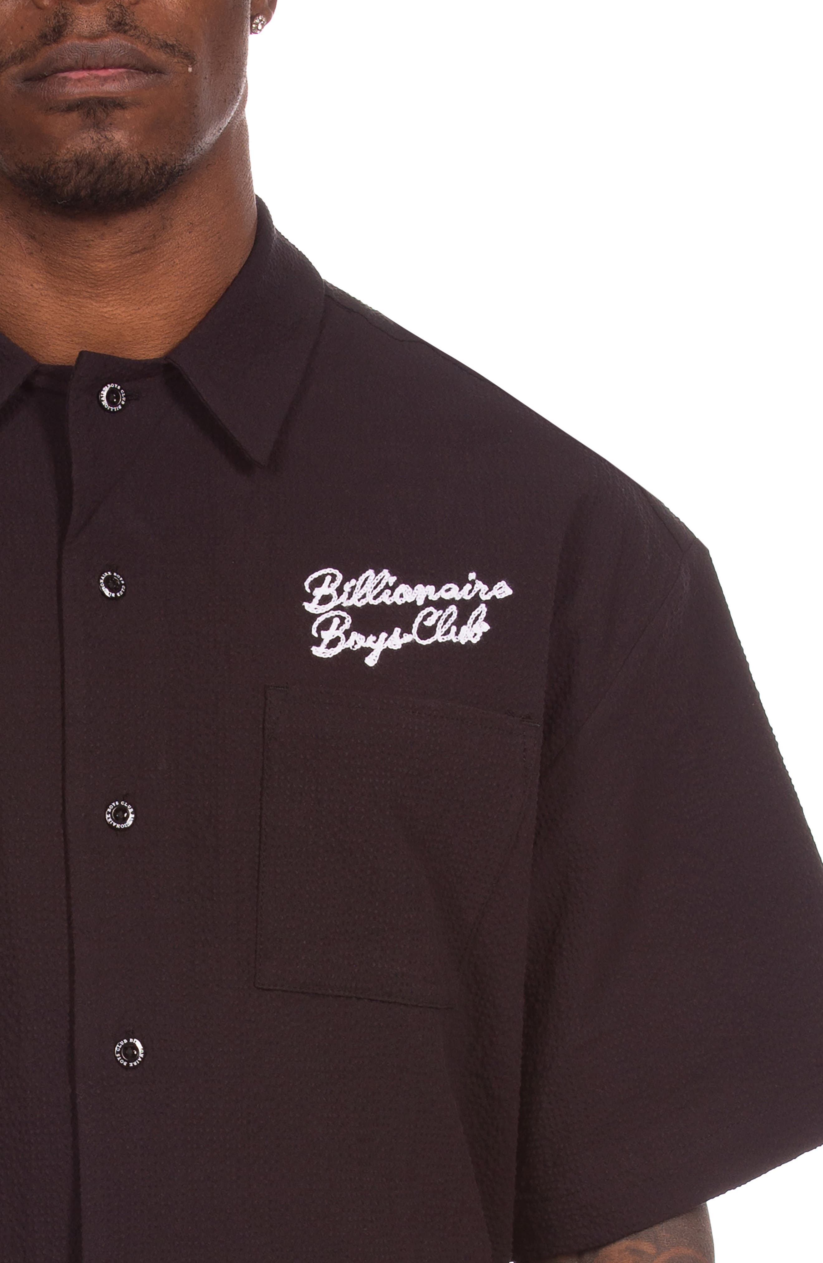 Billionaire Boys Club BB Script Embroidered Cotton Seersucker Camp Shirt — фото 2