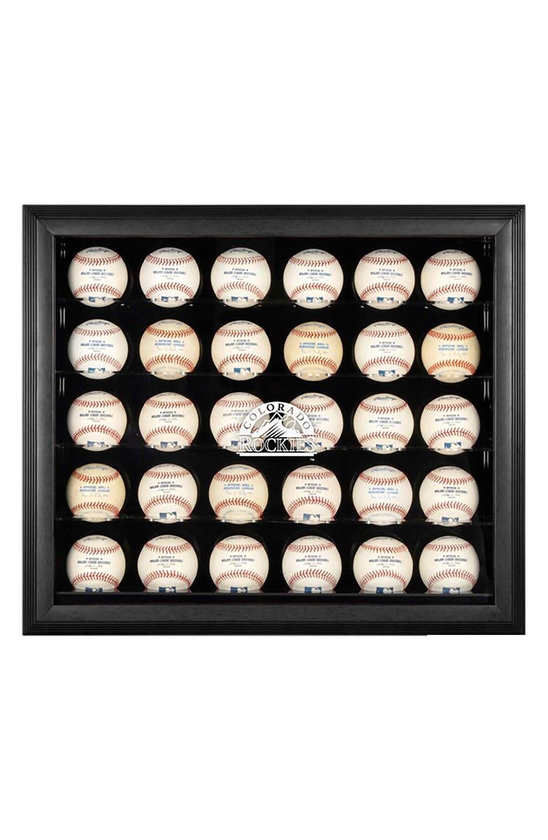 FANATICS AUTHENTIC Colorado Rockies Logo Black Framed 30-Ball Display Case, Main, color, 