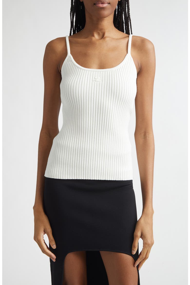 Logo Rib Tank Top, Main, color, HERITAGE WHITE