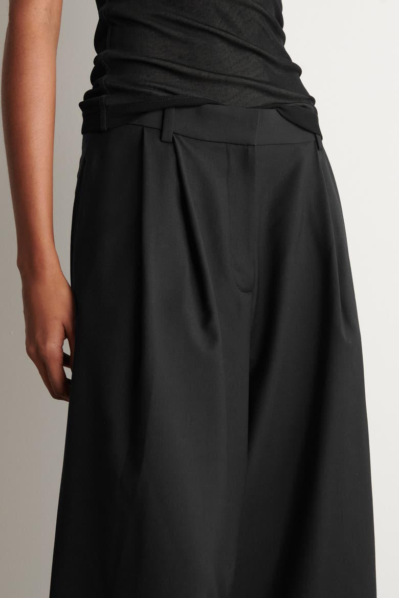 Pleated Wool-Blend Culottes, Alternate, color, BLACK