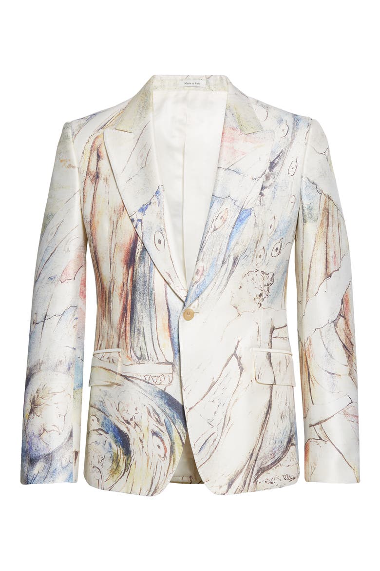 Alexander McQueen William Blake Dante Print Wool & Silk Sport Coat, Alternate, color, MIX COLORS