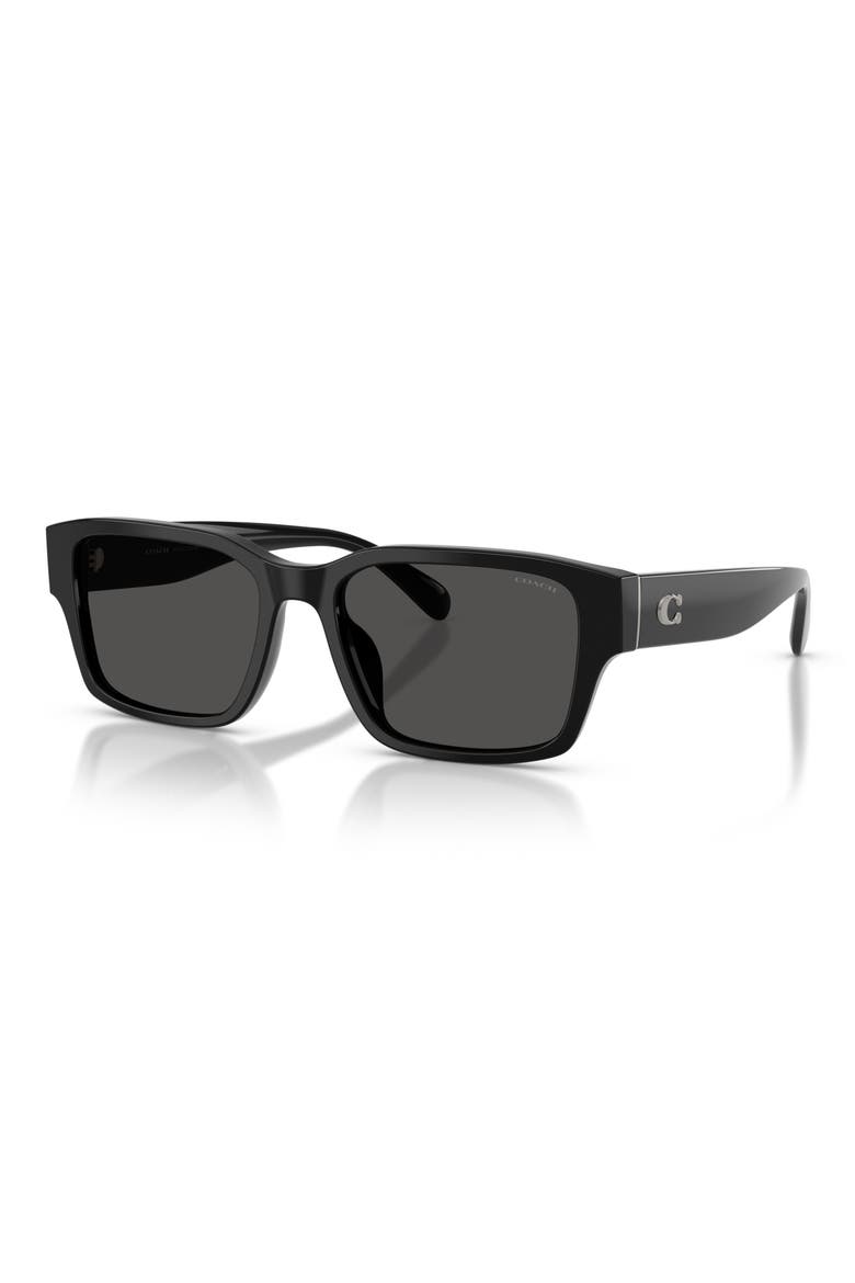 55mm Rectangular Sunglasses, Alternate, color, BLACK / GREY SOLID