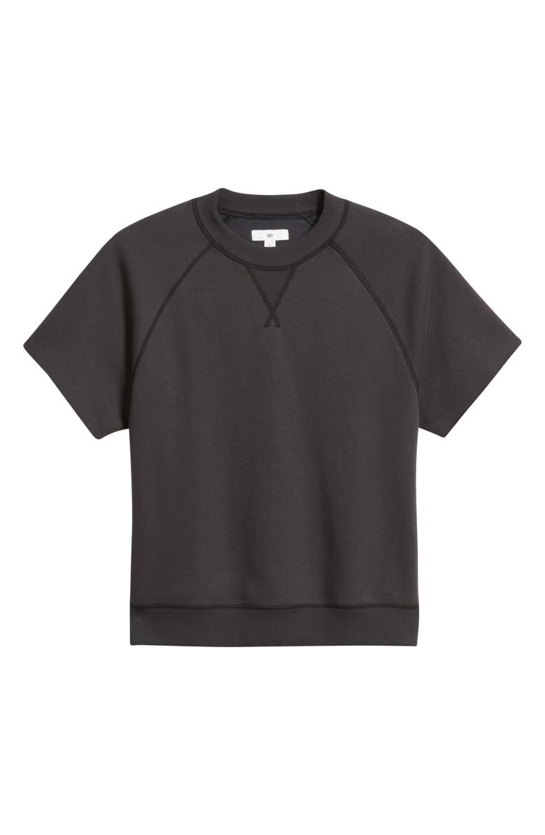 BP. Fleece Short Sleeve Sweatshirt, Alternate, color, Black Faded