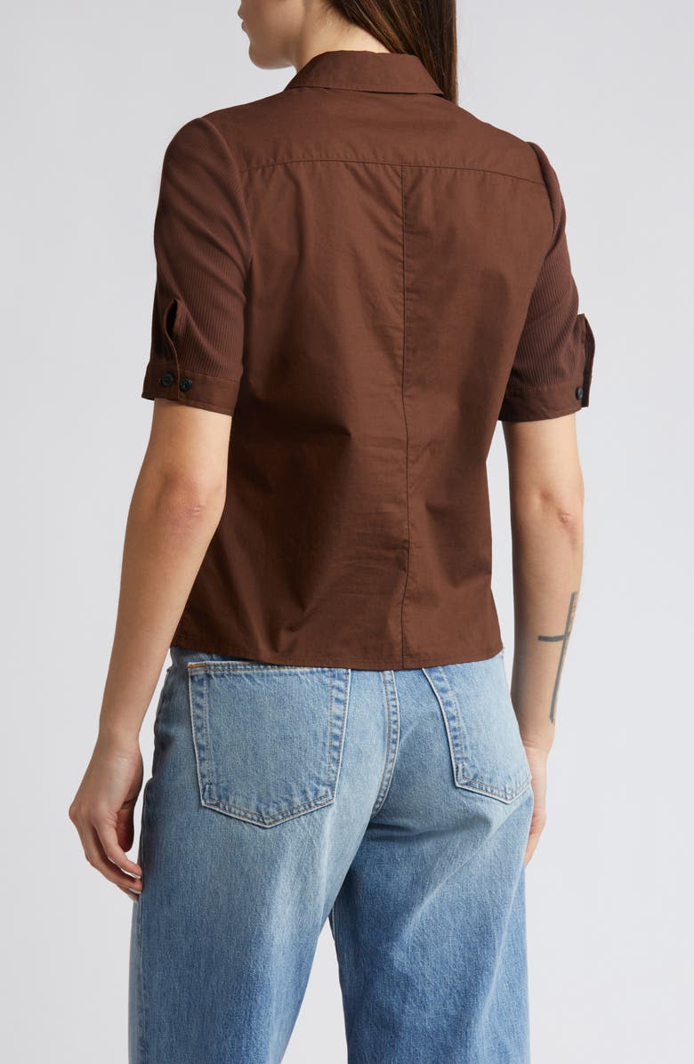 rag & bone Mixed Media Rib Polo, Alternate, color, Chocolate