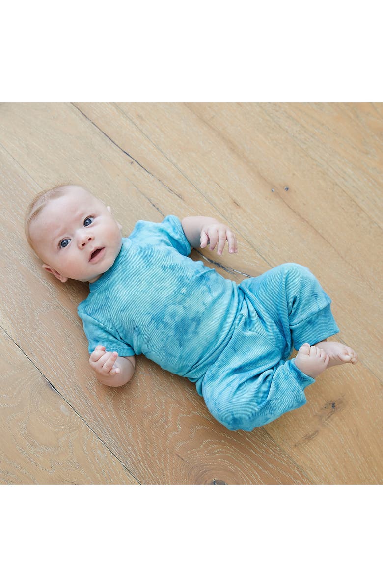 PAIGELAUREN Marble Dye Rib T-Shirt & Pants Set, Alternate, color, Teal