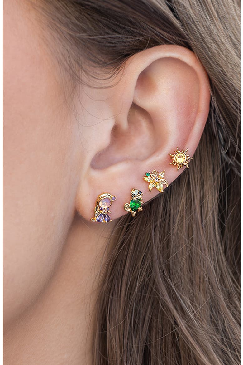 Disney Princess Tangled Stud Earrings Set, Alternate, color, GOLD