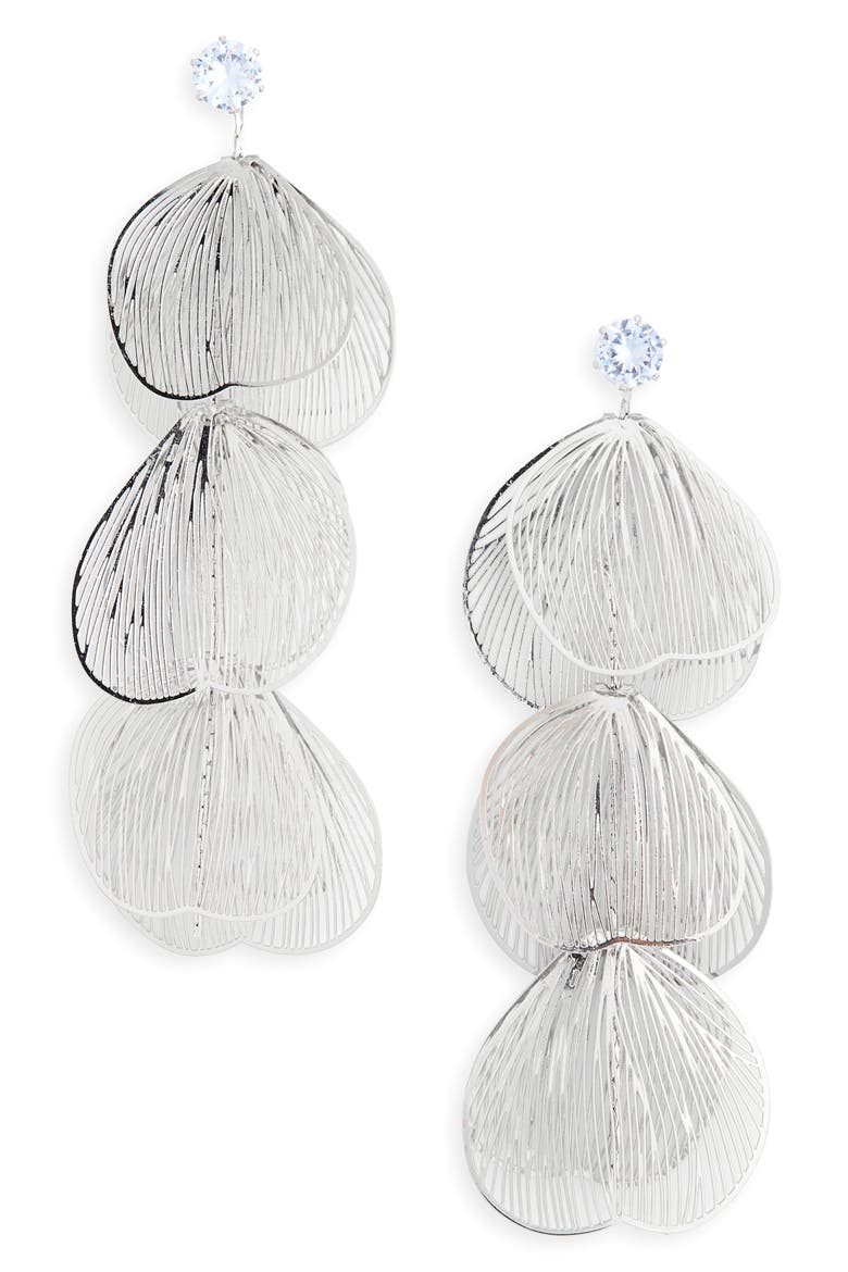 Dainty Flower Drop Earrings, Main, color, SILVER