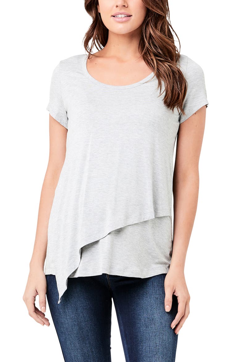 Lara Nursing Tee, Main, color, Silver Marle