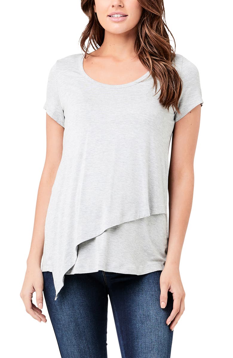 Ripe Maternity Lara Nursing Tee, Main, color, Silver Marle