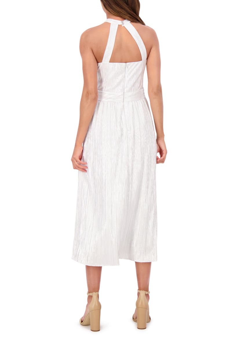 Foil Keyhole Midi Dress, Alternate, color, SILVER