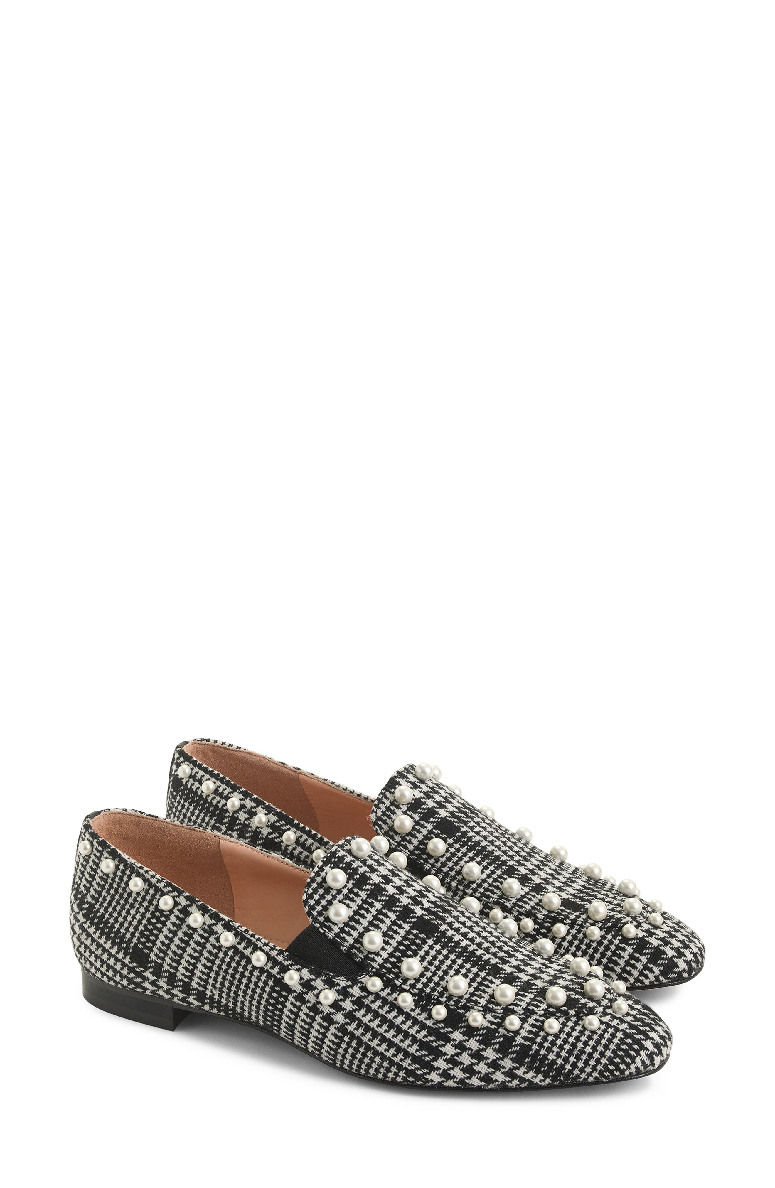 J.Crew J. Crew Pearl Studded Loafers in Glen Plaid, Main, color, 