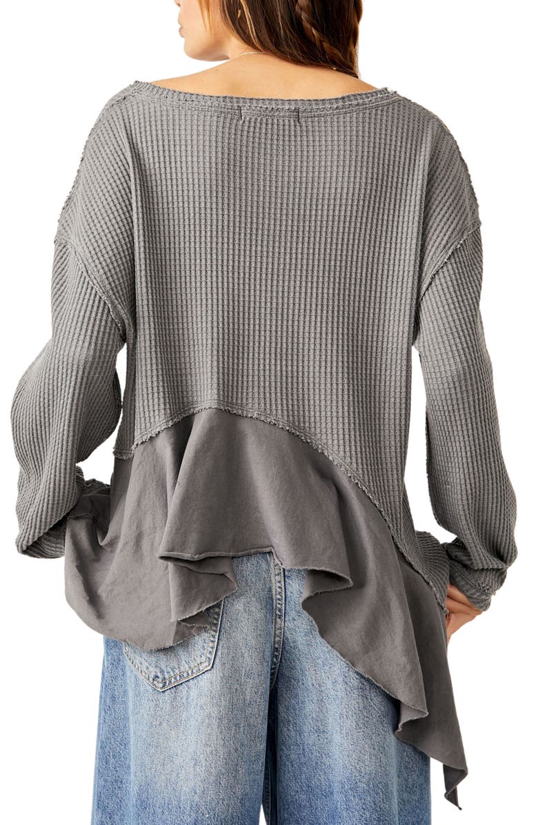 Free People Vada Asymmetric Waffle Knit Peplum Top, Alternate, color, 