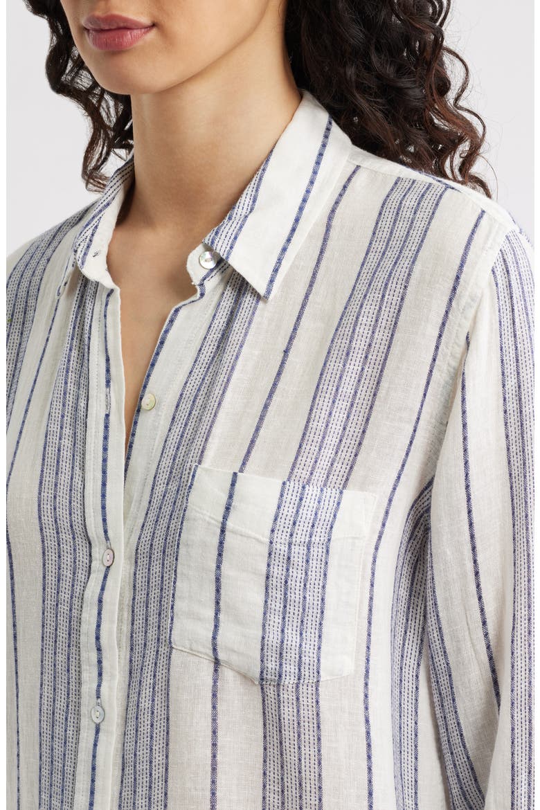 Charli Stripe Linen Blend Button-Up Shirt, Alternate, color, SALINO STRIPE