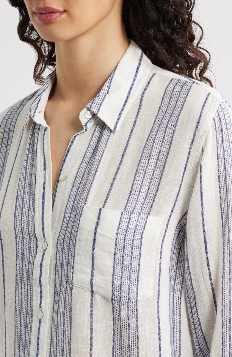 Rails Charli Stripe Linen Blend Button-Up Shirt, Alternate, color, Salino Stripe