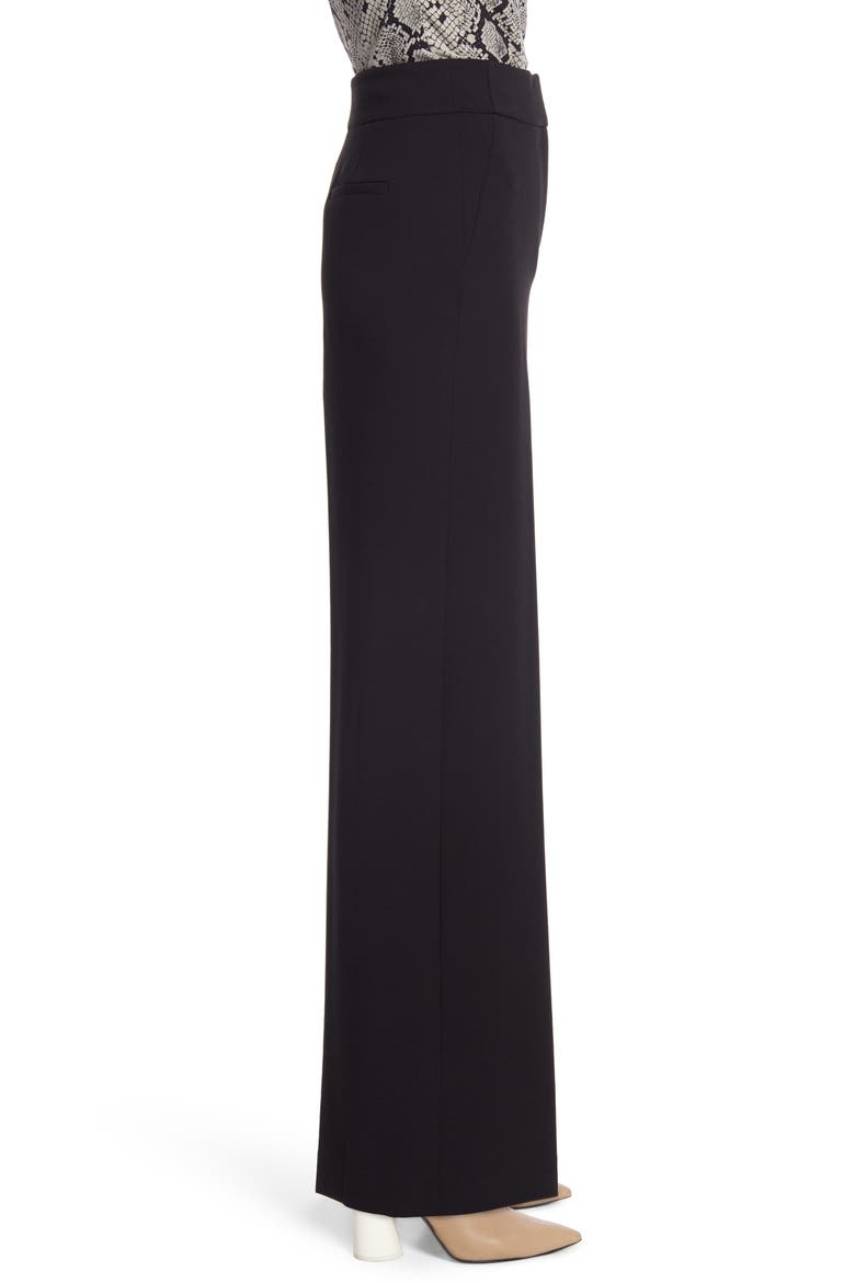 High Waist Wide Leg Stretch Twill Pants, Alternate, color, BLACK