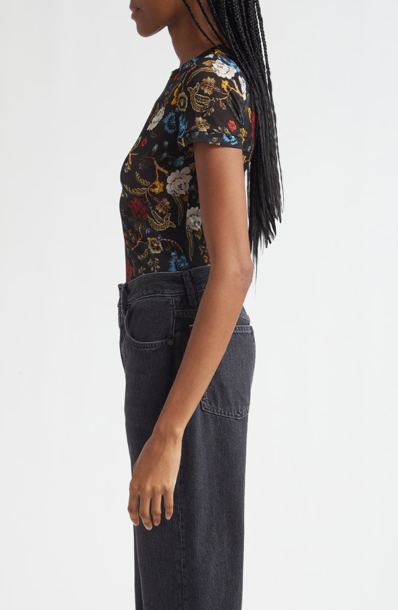 Alice + Olivia Tess Crewneck T-Shirt, Alternate, color, Tapestry Trails Sm Black