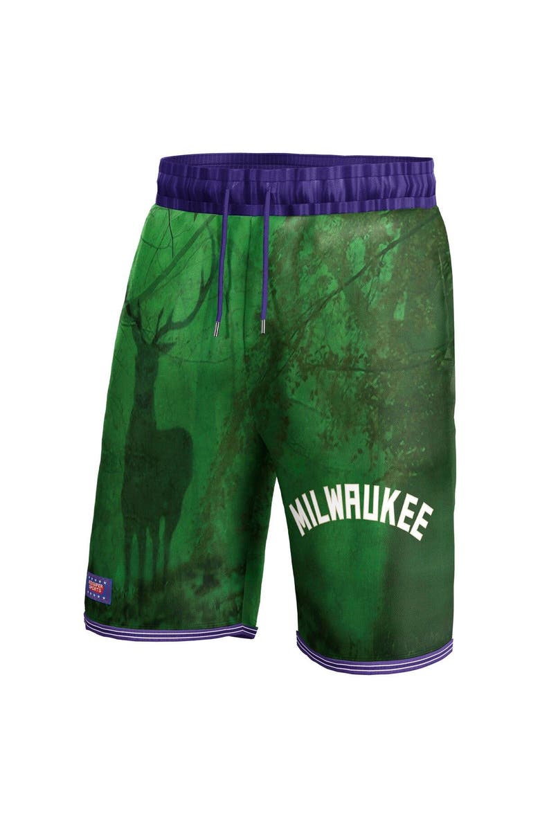 NBA X KIDSUPER Unisex NBA & KidSuper Studios by Fanatics Green Milwaukee Bucks Hometown Shorts, Alternate, color, Green