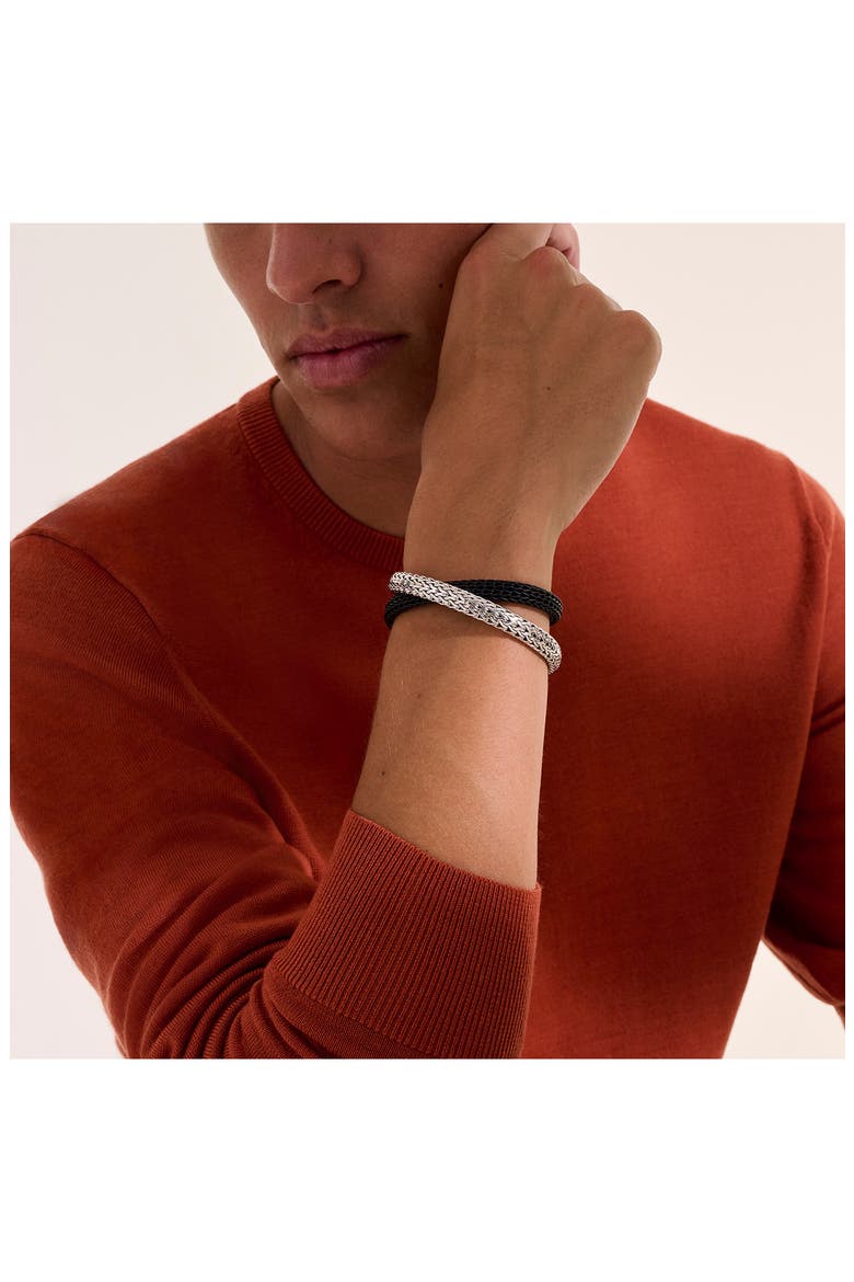 Icon Wrap, Sterling Silver, Rubber, 4.5mm, Alternate, color, SILVER/BLACK