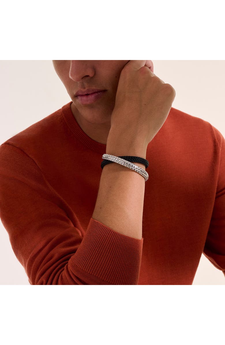 John Hardy Icon Wrap, Sterling Silver, Rubber, 4.5mm, Alternate, color, Silver/Black