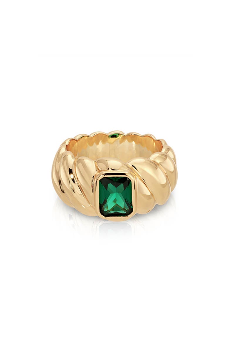 Ettika So Twisted Statement Ring, Main, color, Green