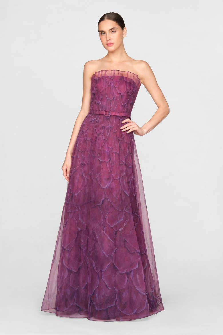 Ivana Printed Organza Gown, Main, color, PETAL OBSCURA