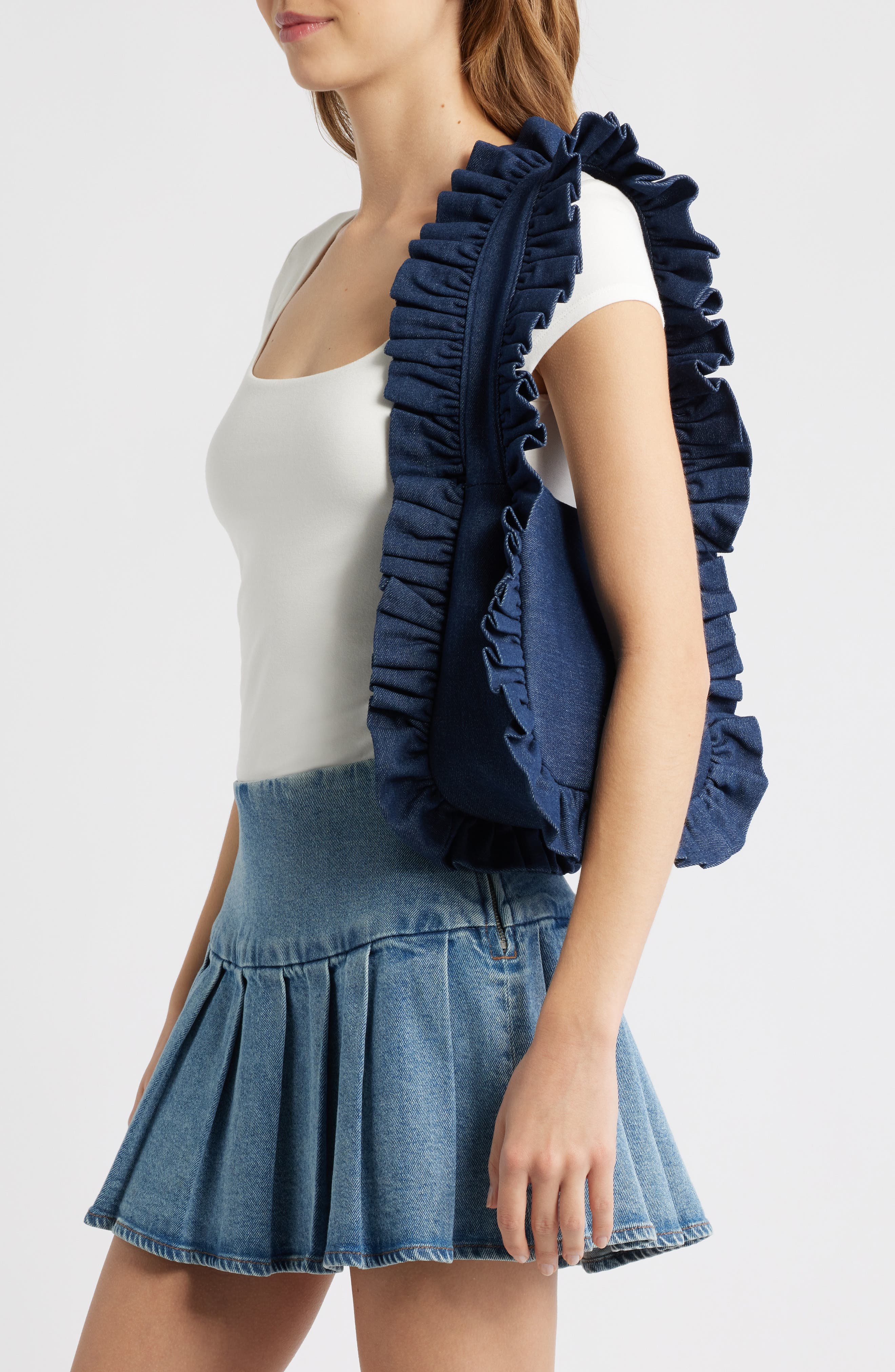 Baggy London Original Ruffle Twill Tote, Alternate, color, Denim