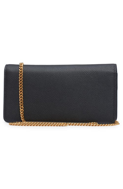 Valentino Garavani Vlogo Signature Leather Wallet On A Chain In Black