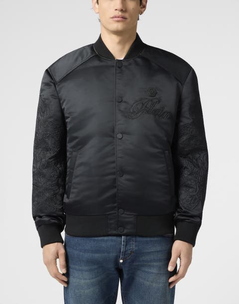 Satin Bomber Jacket Skull Dragons Dragons Men
