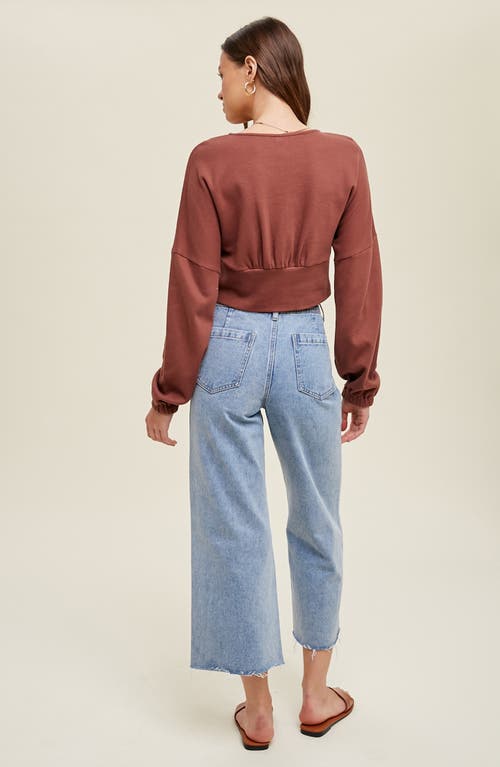 Wishlist Long Sleeve Cotton Underbust Top In Brown
