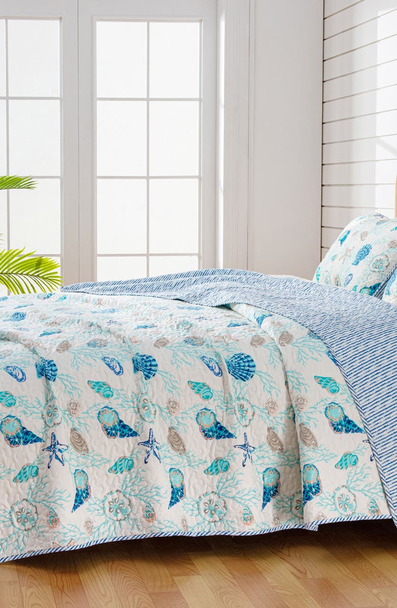 Woven & Weft Blue Coral Reversible Microfiber Quilt Set, Alternate, color, Blue Coral