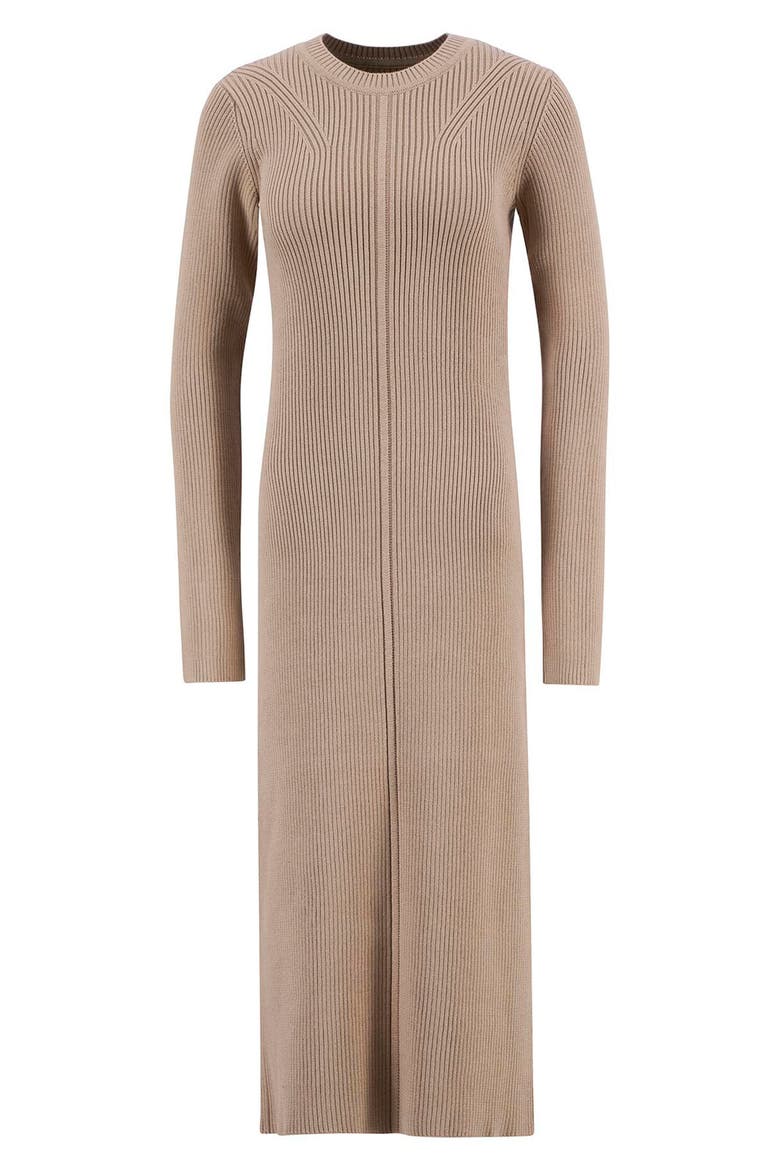 Anastasia Directional Rib Long Sleeve Cotton Sweater Dress, Alternate, color, PALE CAMEL