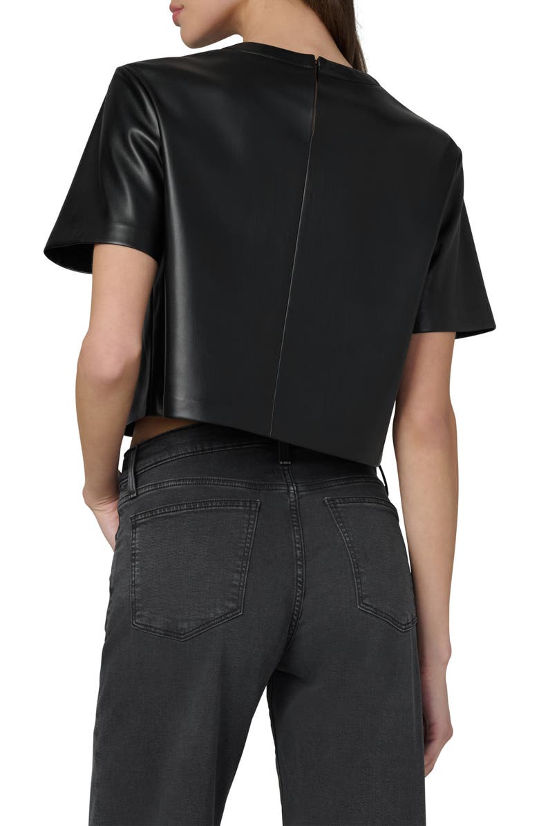 Joe's The Boxy Crop Faux Leather T-Shirt, Alternate, color, Black