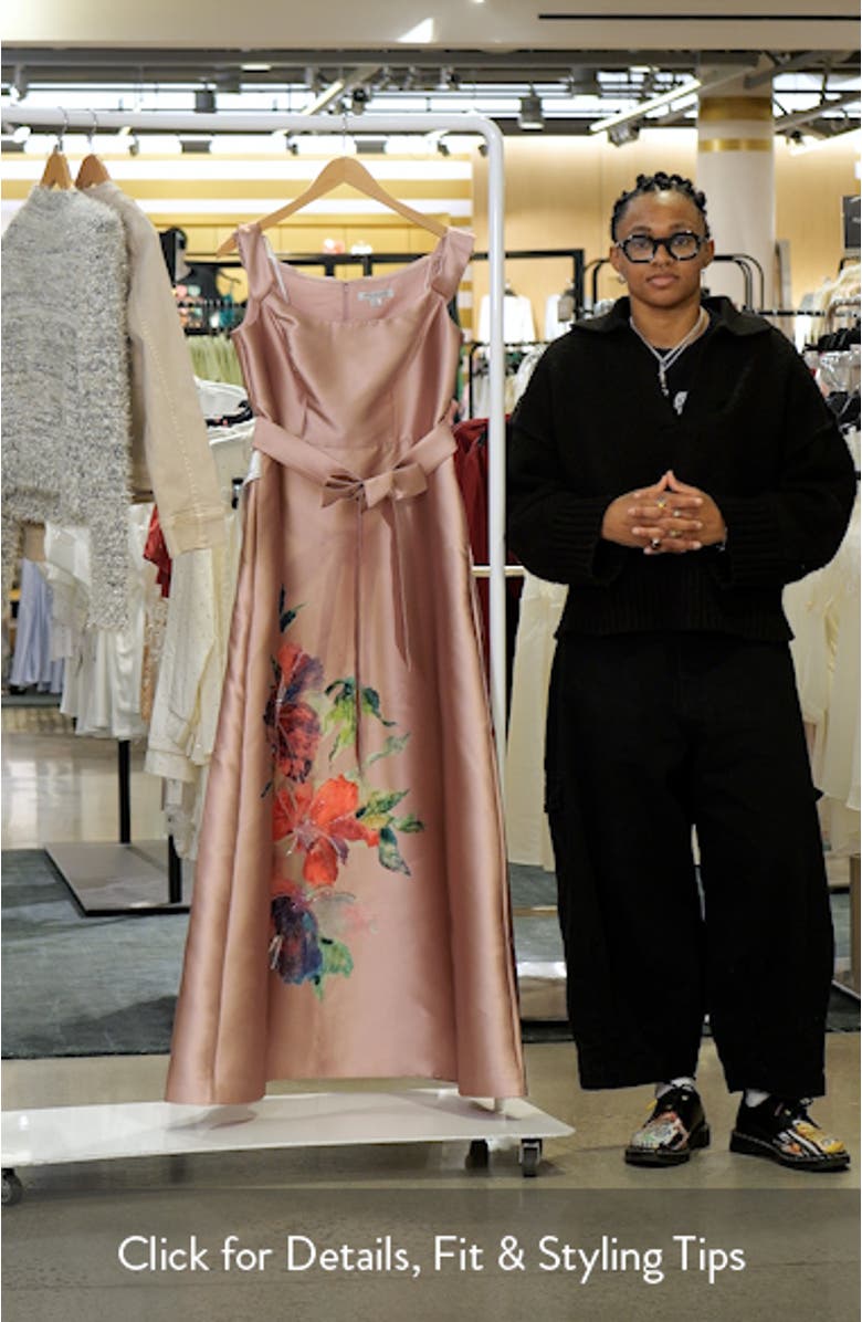 Kitri Placed Floral Off the Shoulder A-Line Gown, sales video thumbnail