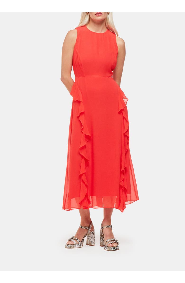 Whistles Nellie Frill Detail Midi Dress, Alternate, color, Red
