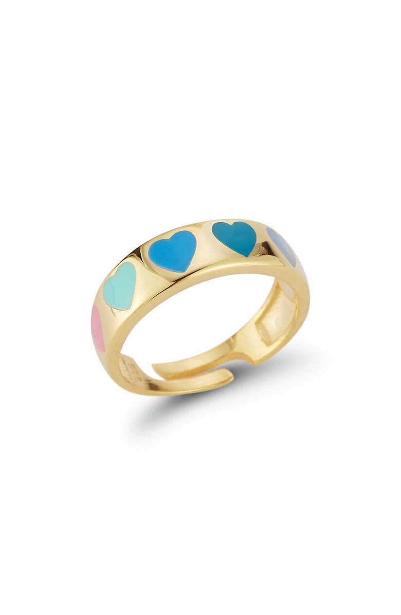 SPHERA MILANO 14K Gold Plated Adjustable Enamel Heart Ring, Main, color, Gold