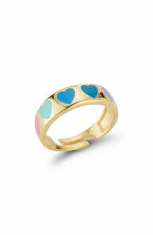 SPHERA MILANO 14K Gold Plated Adjustable Enamel Heart Ring